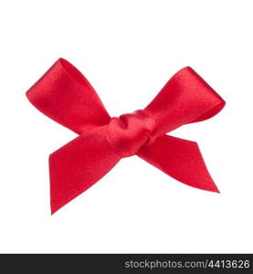 Festive red gift bow isolated on white background