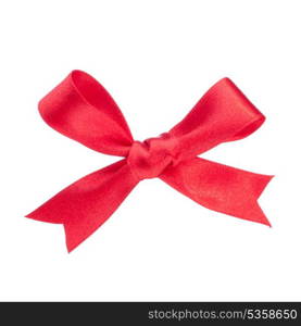 Festive red gift bow isolated on white background