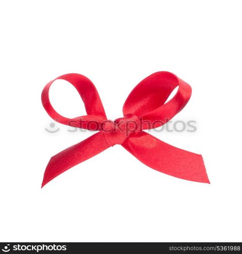 Festive red gift bow isolated on white background