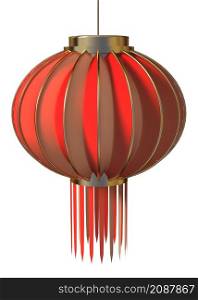 Festive red paper Chinese lantern, 3d illustration.