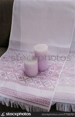festive traditional candles on table decorations