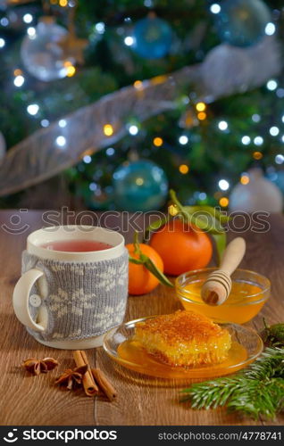 festive winter tea with cinnamon and honey