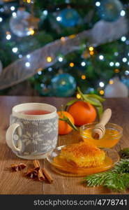 festive winter tea with cinnamon and honey