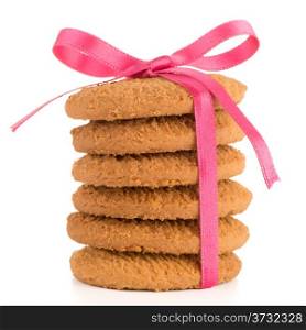 Festive wrapped biscuits pile isolated on a white background