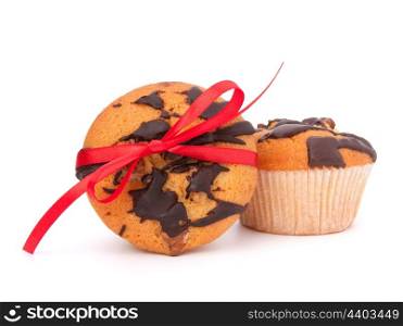 festive wrapped muffins isolated on white background
