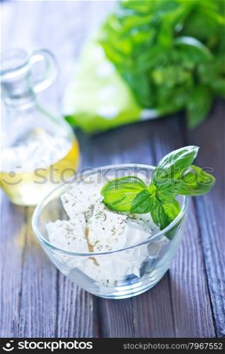 feta cheese with spice and fresh basil