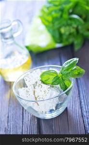 feta cheese with spice and fresh basil