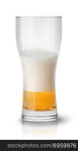 Few beer in sweaty glass isolated on white background. Few beer in sweaty glass. Few beer in sweaty glass