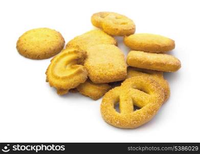 Few danish butter cookies isolated on white