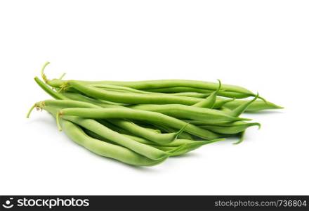 Few green french beans isolated on the white background