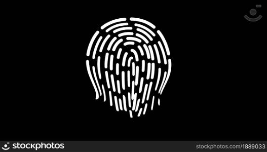 Ffuturistic digital processing of biometric Animation of fingerprint black. security scanning of finger cyber mobile phone unlock applications. Ffuturistic digital processing of biometric Animation of fingerprint black. security scanning