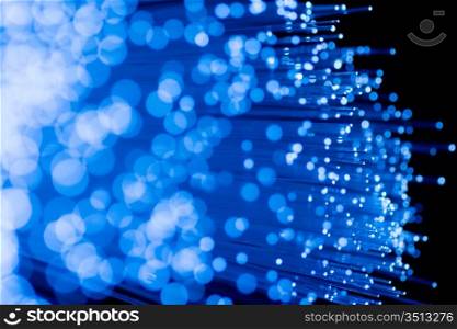 fiber optics close-up, focal point on distant fibres
