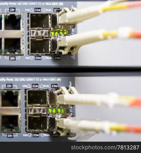 Fiber optics connectors on an internet server
