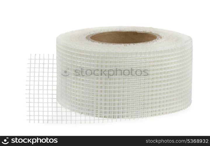 Fiberglass self-adhesive mesh tape isolated on white
