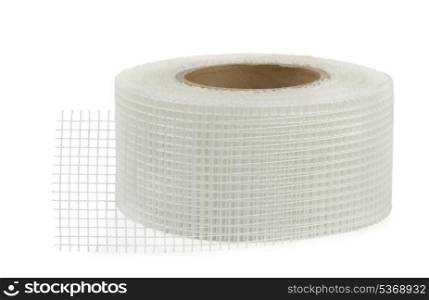 Fiberglass self-adhesive mesh tape isolated on white