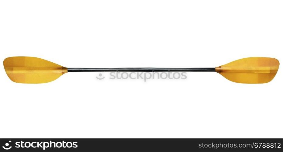 fiberglass whitewater kayak paddle with an oval shaft, isolated on white
