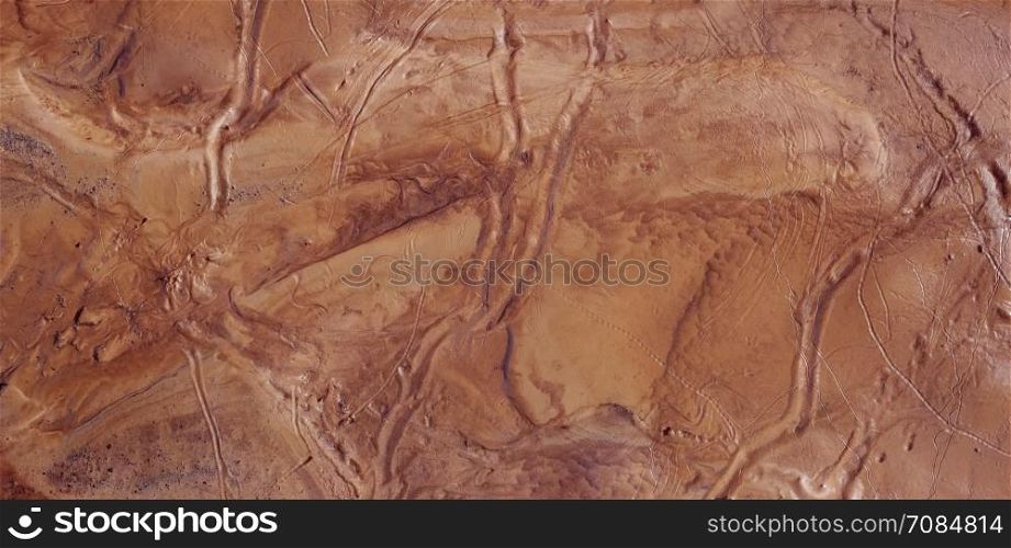Fictional Mars Soil Aerial View. Trace of Water on Mars Channels