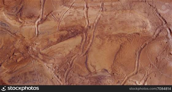 Fictional Mars Soil Aerial View. Trace of Water on Mars Channels