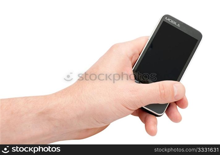 Fictitious Mobile Smartphone in hand with clipping path