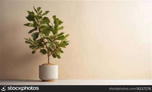 Ficus lyrata minimalist background. Illustration Generative AI
