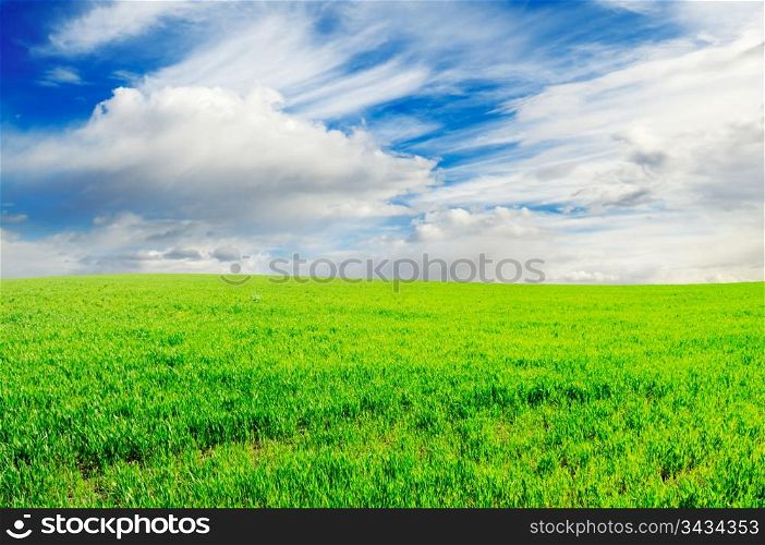 field and beautiful white clouds
