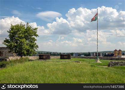 Field with Flag at top hill Eger Castle in Hungary. Field with flag on top hill Eger Castle in Hungary