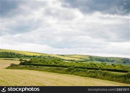Fields on the Isle of Purbeck in Dorset, southern England