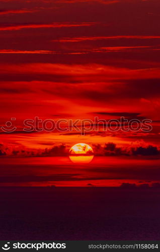 Fiery orange sunset sky. Beautiful sky.