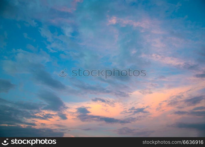 Fiery orange sunset sky. Beautiful sky.