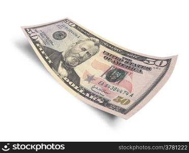 Fifty dollar banknote isolated on white background