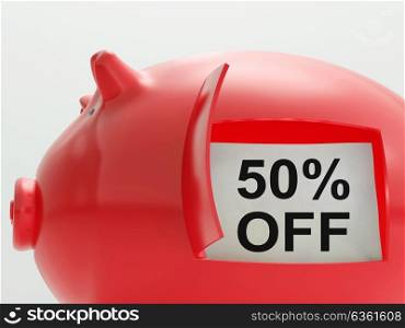 Fifty Percent Off Piggy Bank Showing 50 Price Cut