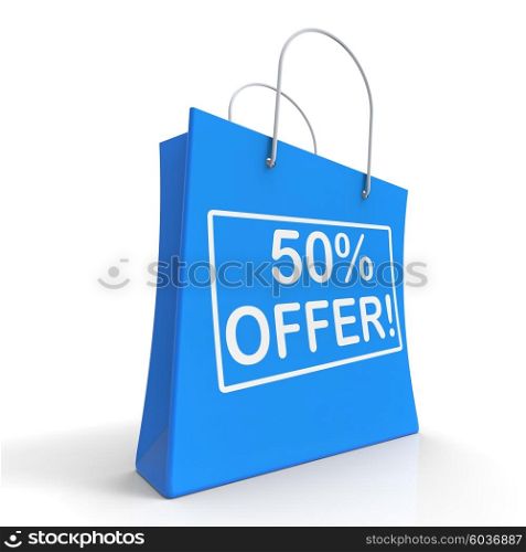 Fifty Percent Off Shows Bargain Or Savings