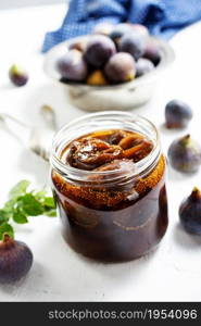 fig jam in a jar, figs with sugar