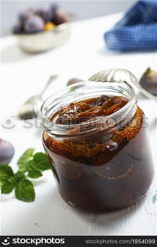 fig jam in a jar, figs with sugar
