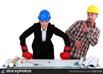 Fight between architect and builder