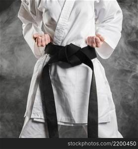 fighter kimono with black belt