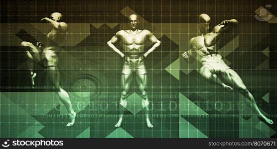 Fighting Background as a Abstract Concept with Men Ready to Fight. Modern Digital Background