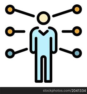 Figure of a man with footnotes icon. Outline figure of a man with footnotes vector icon color flat isolated. Figure of a man with footnotes icon color outline vector