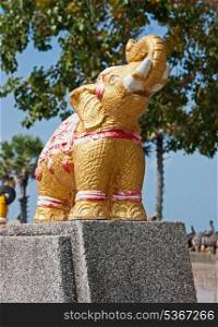 figures of elephants on the viewing platform lighthouse, Phuket Thailand