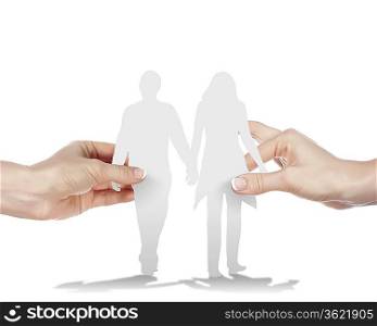 Figures of man and woman standing next to each other