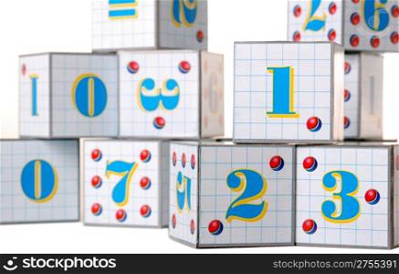 Figures on cubes. The image of the various figures, isolated on a white background