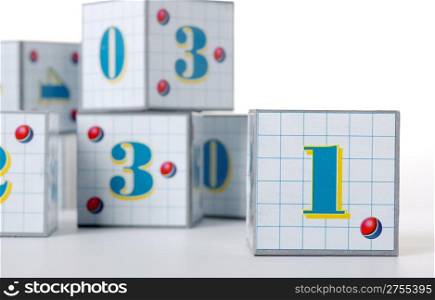 Figures on cubes. The image of the various figures, isolated on a white background