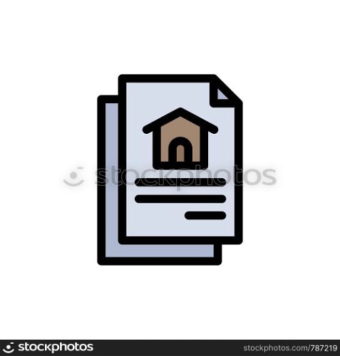 File, Document, House Flat Color Icon. Vector icon banner Template