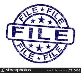 File Stamp Shows Organising Documents And Papers. File Stamp Showing Organising Documents And Papers