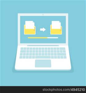 File transfer in flat style. Vector illustration