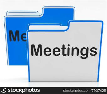 Files Meetings Indicating Talk Paperwork And Agenda