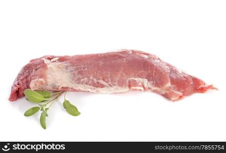 filet mignon of pork in front of white background