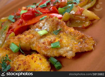 Filetto di rombo con verdurine - Italian fried flounder with vegetable