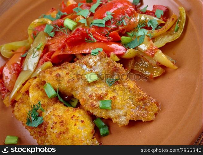 Filetto di rombo con verdurine - Italian fried flounder with vegetable