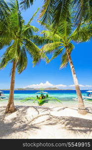 Filipino boat in the sea, Boracay, Philippines